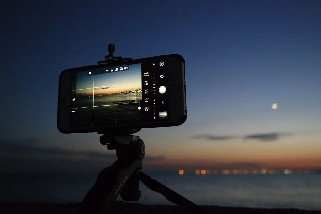 Camera shooting on sunset
