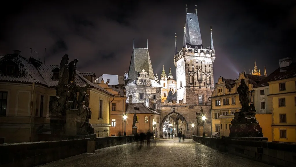 Snowy night in Prague, one of the Best Tourist Places to Travel in December on a Budget