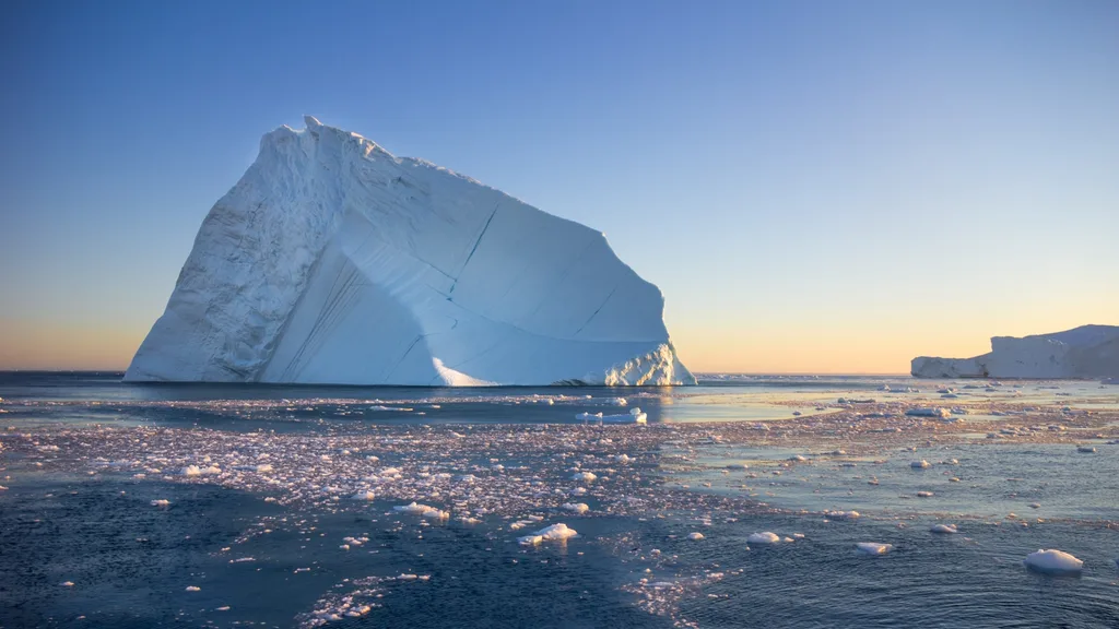 Floating iceberg on sea