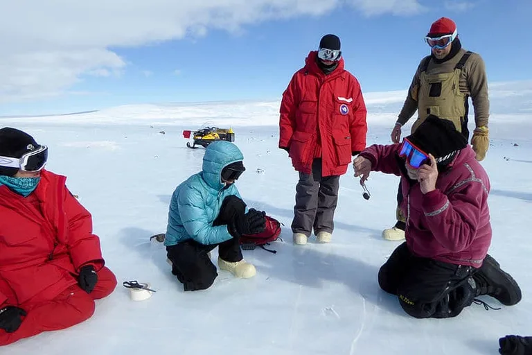 People talking on ice