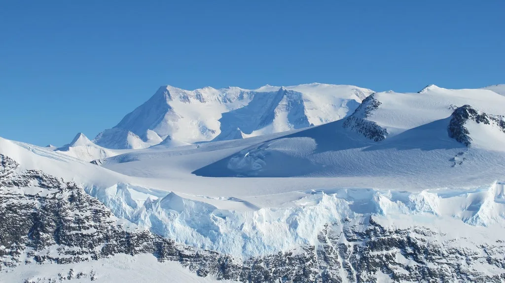 Aerial view of mountain covered in ice