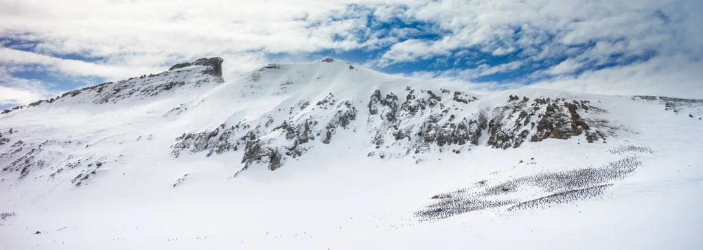 Mountain covered on ice