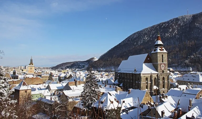 Panorama of Brasov in winter