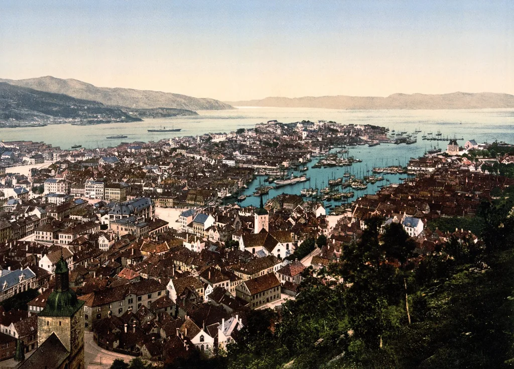 Bergen, Norway and Bryggen Wharf