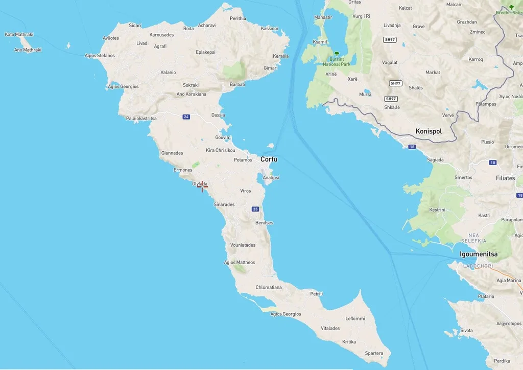 Corfu island map