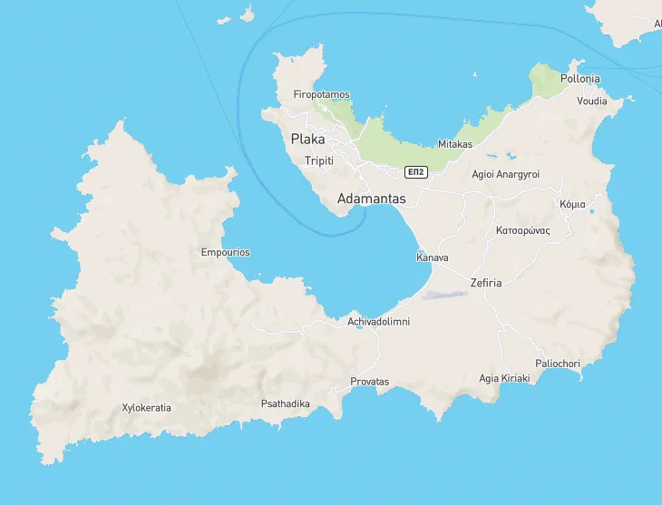 Milos island map