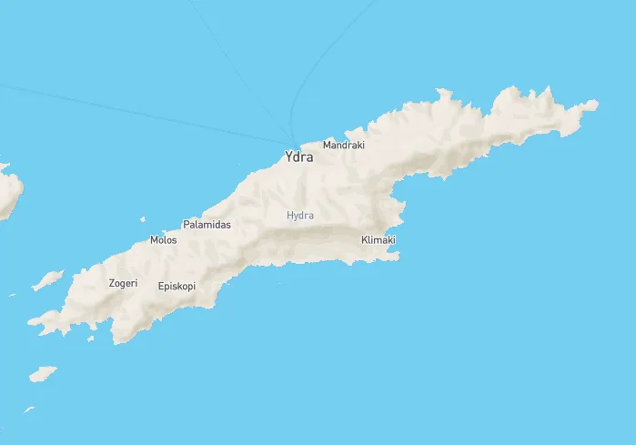 Hydra island map