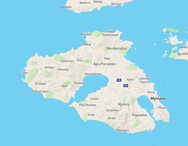 Lesbos island map
