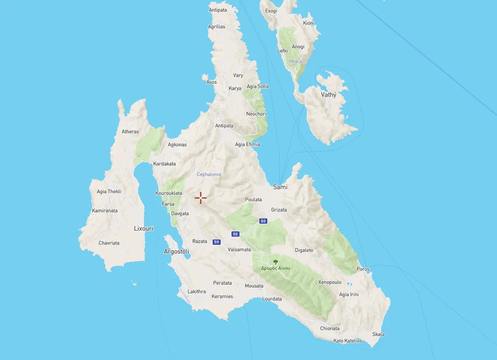 Kefalonia island map