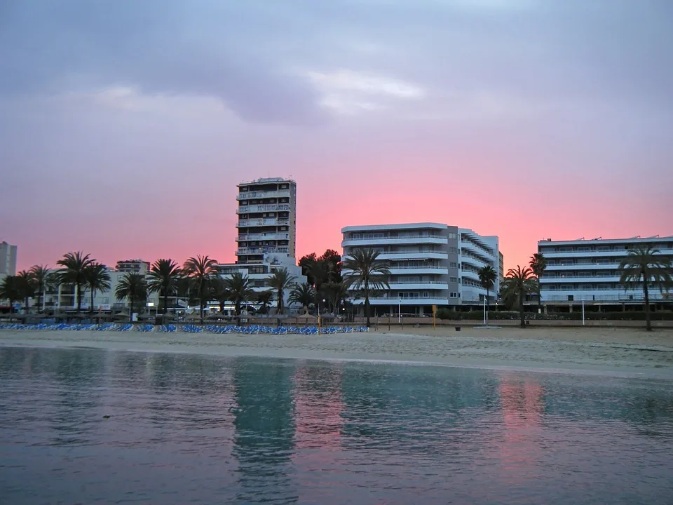 Sunset over the Spanish City of Magaluf
