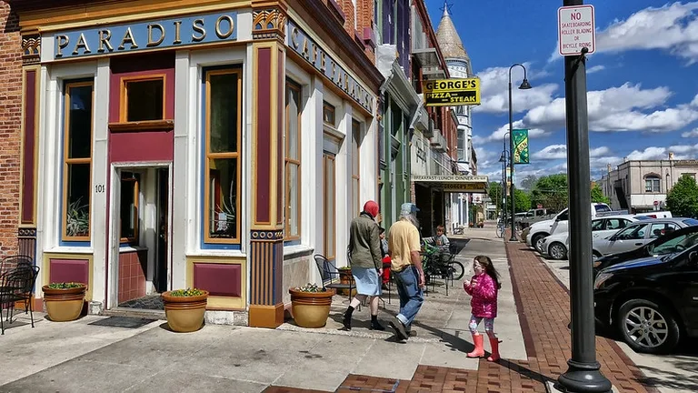 Cafe Paradiso on the streets of Fairfield, Iowa