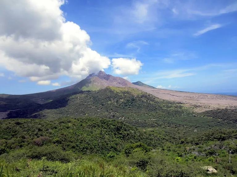 View of Soufriere Hills active volcano, Montserrat.