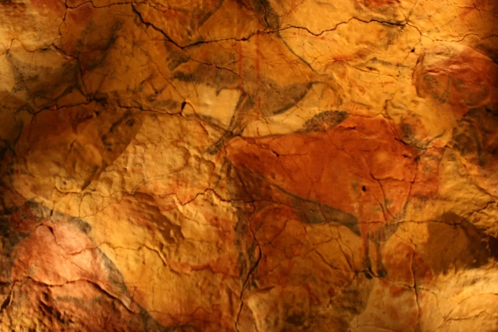 Rare prehistoric art on the walls of Altamira cave