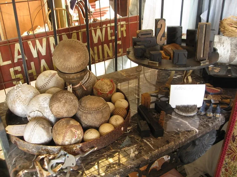 Baseball antiques sold at Mount Dora flea market, FL,