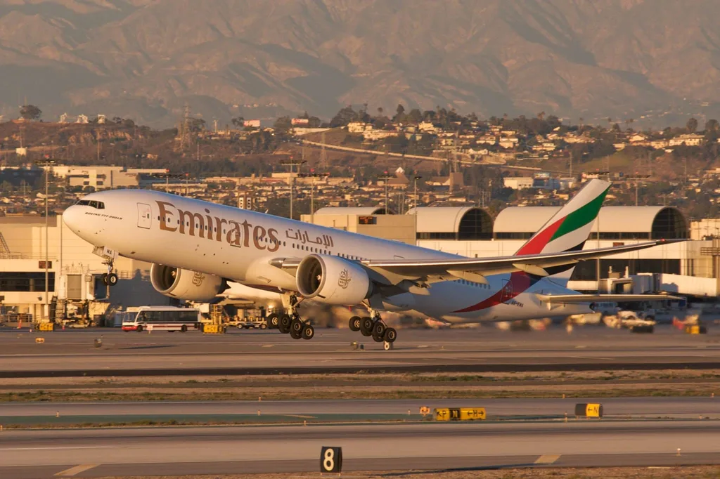 AN Emirates Airplane as seen During Sunset