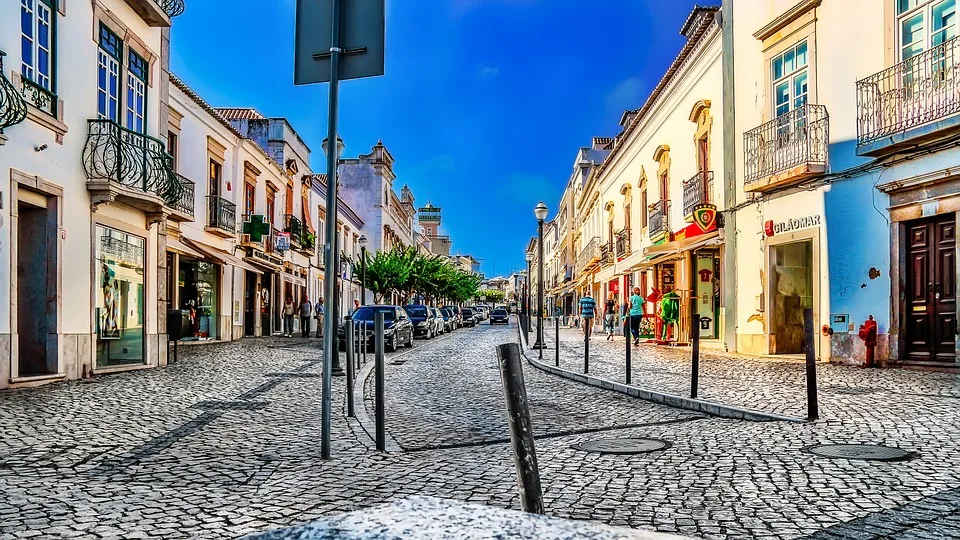 Cobblestone Street in the Town of Tavira