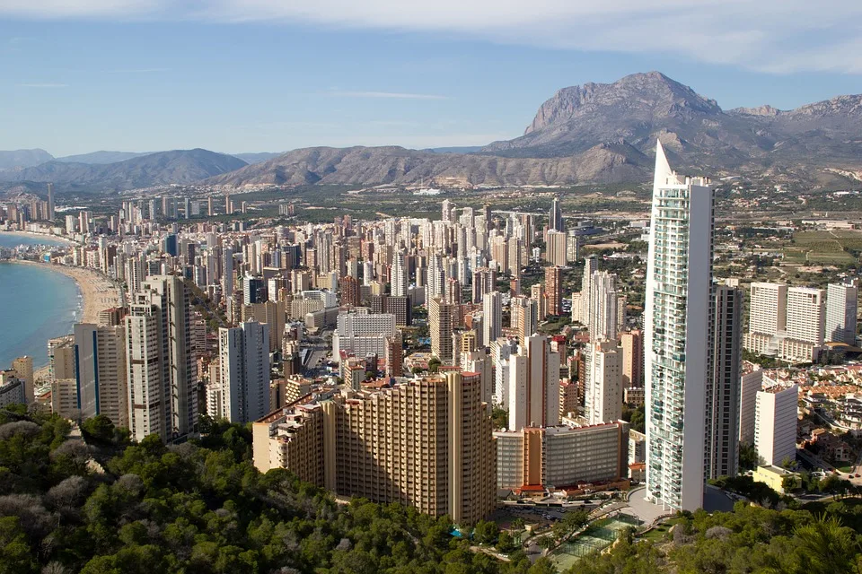 High-rise hotels and a vibrant shoreline in Benidorm