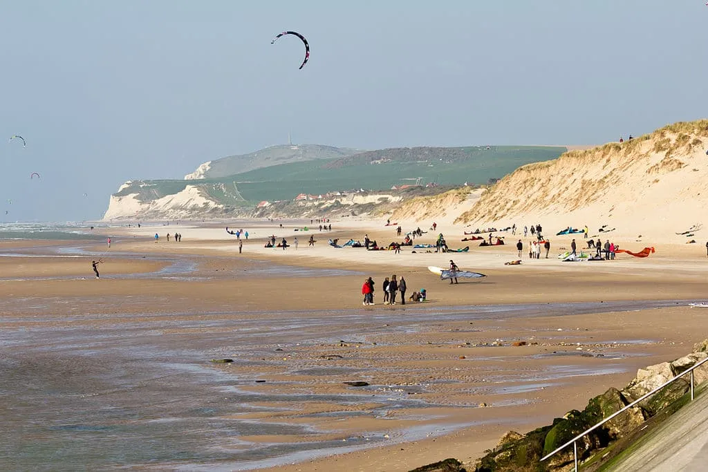 Wissant Beach and its golden sand, France