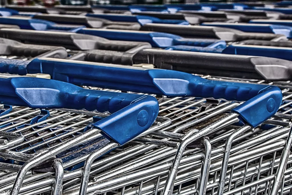 Supermarket Shopping Cart Stacked Together
