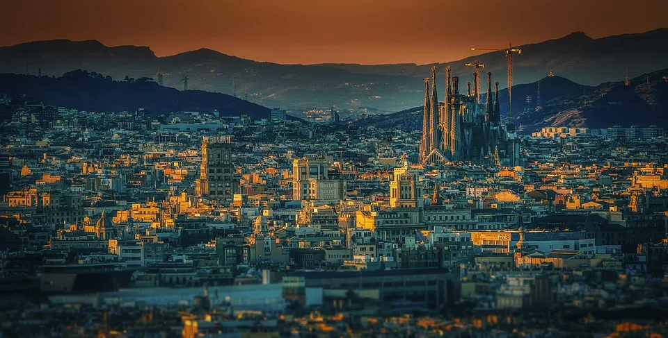 The panoramic view of Barcelona and Sagrada Familia