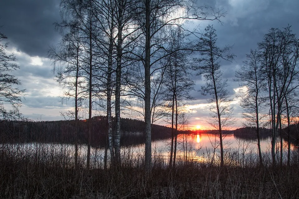 Sunset on a lake in Finland