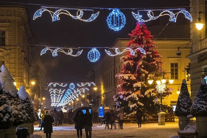 Christmas decorations in Szeged
