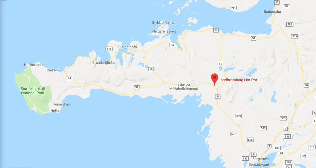 Landbrotalaug is close to Route 54 and Route 55