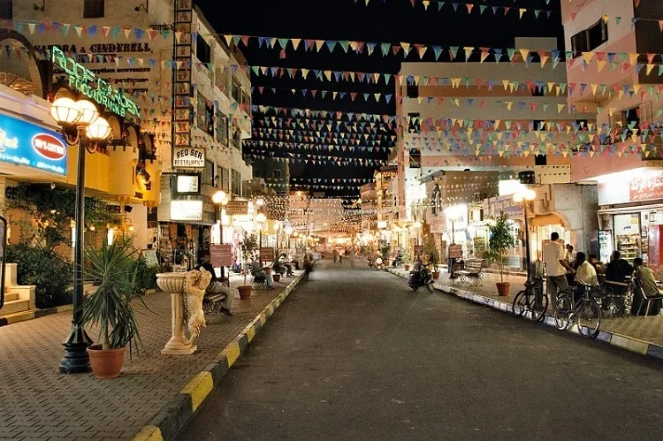 Ramadan Decorations in an Egyptian Street at Night