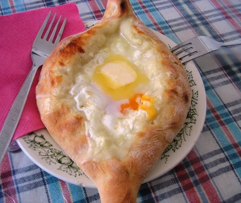 Traditional dish of Georgia called Khachapuri