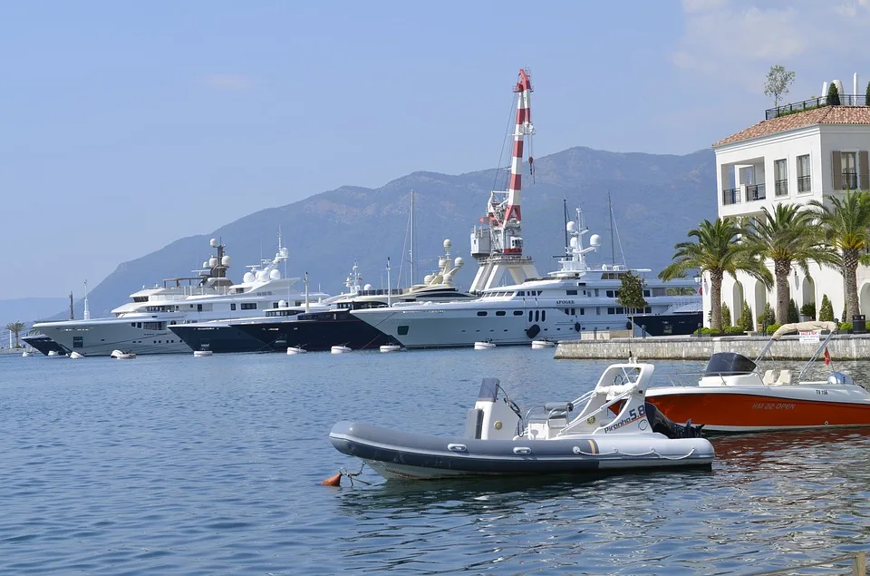 Boats and Yachts near Kalardovo Beach, Tivat