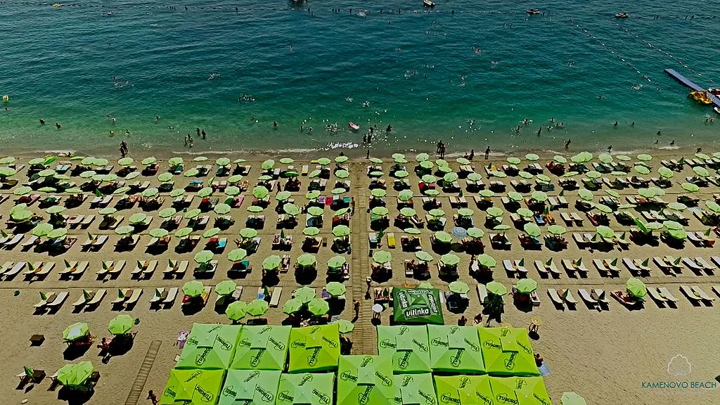 Loungers aroung the Private Area of Kamenovo Beach