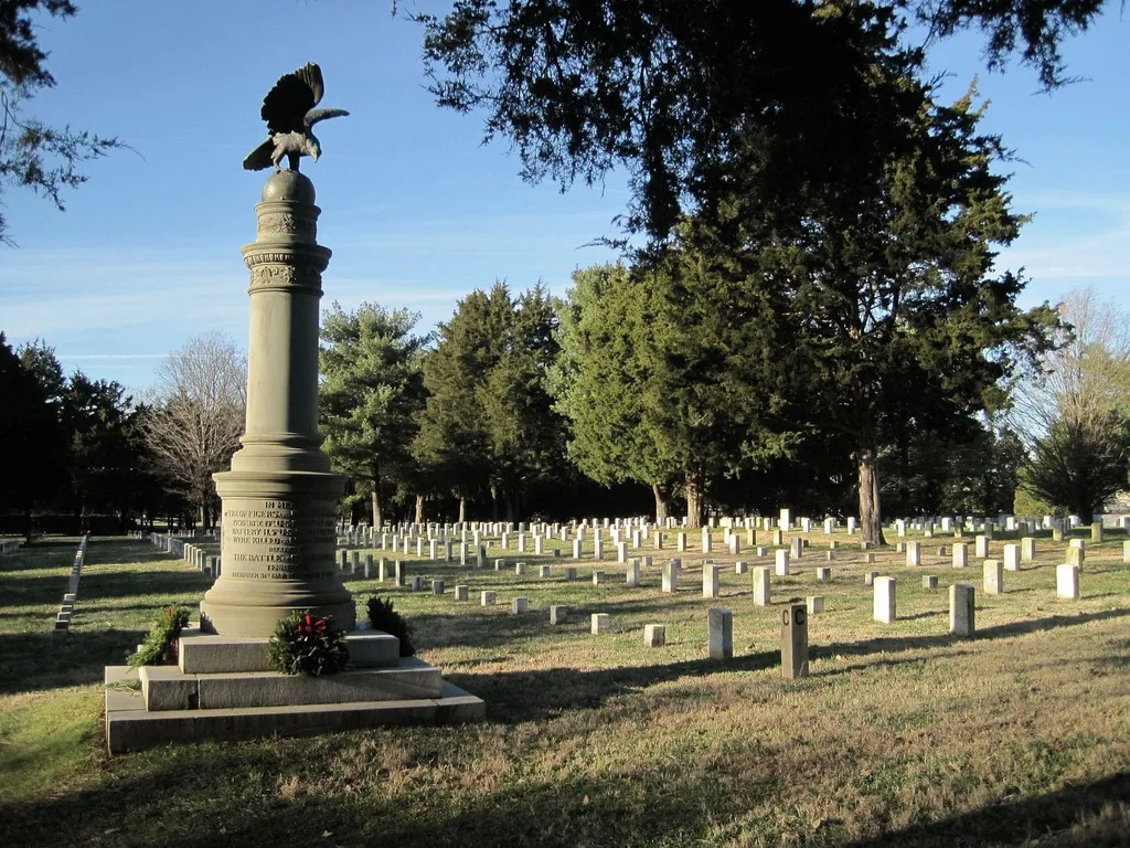 One of two memorials at the River cemetery in Murfreesboro