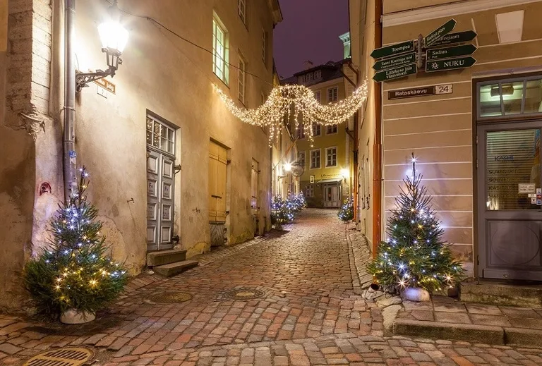 A Street in Tallinn, Estonia in Winter