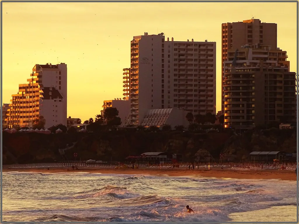The town of Portimão and Praia da Rocha