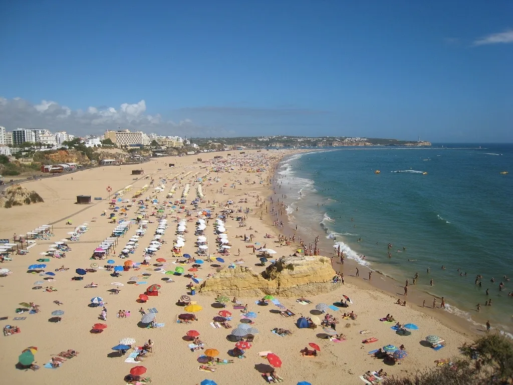 The beach of Praia da Rocha in Portugal