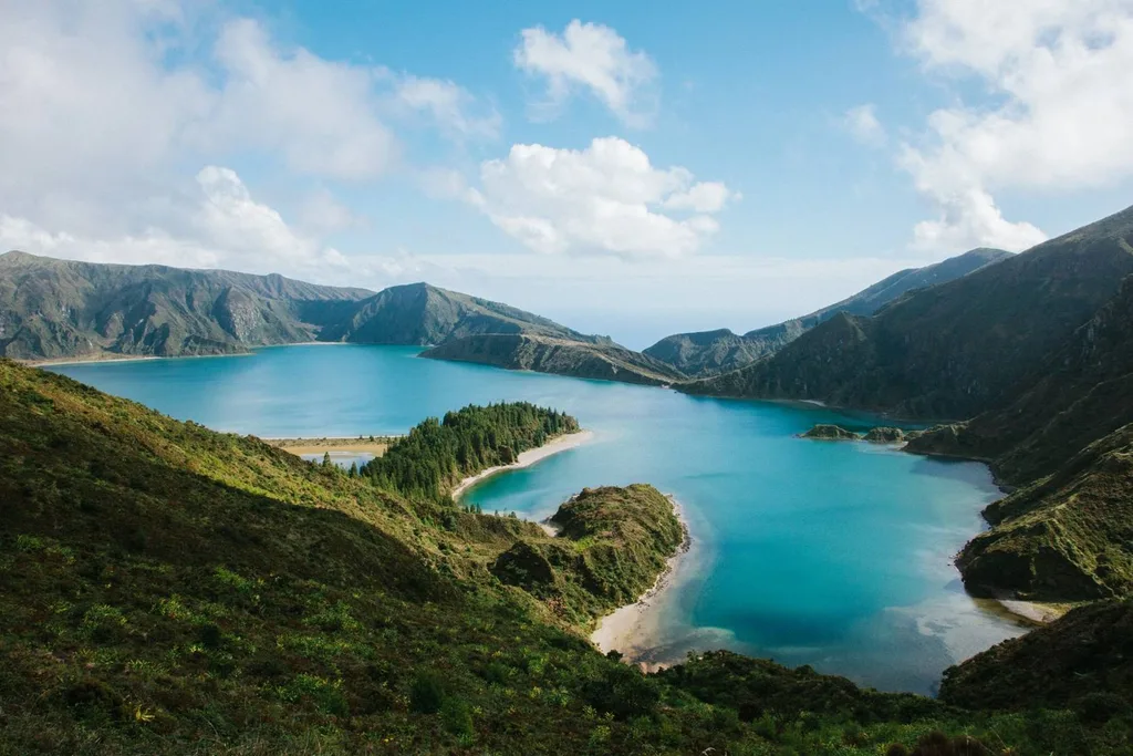 Mountain lake on Azores archipelago