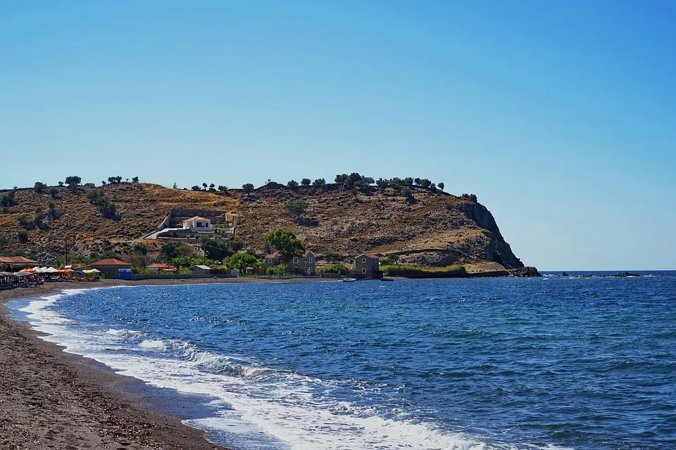 A Beach and Hills near Lesbos Island