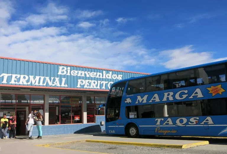 Blue bus on bus terminal