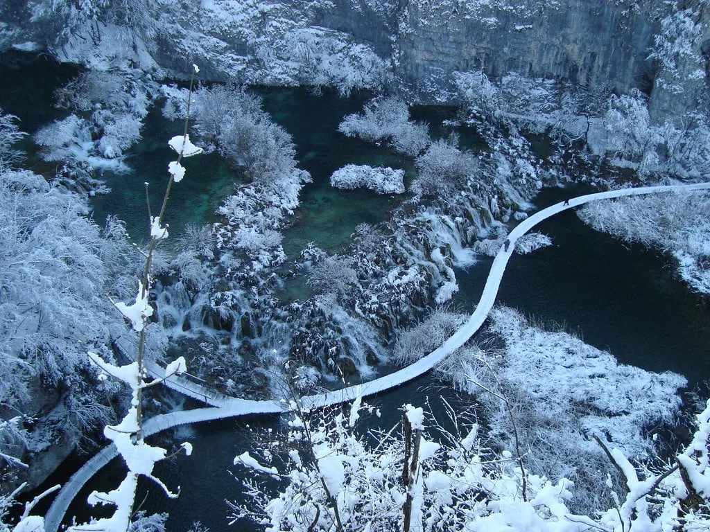 Snow at Plitvice in Croatia
