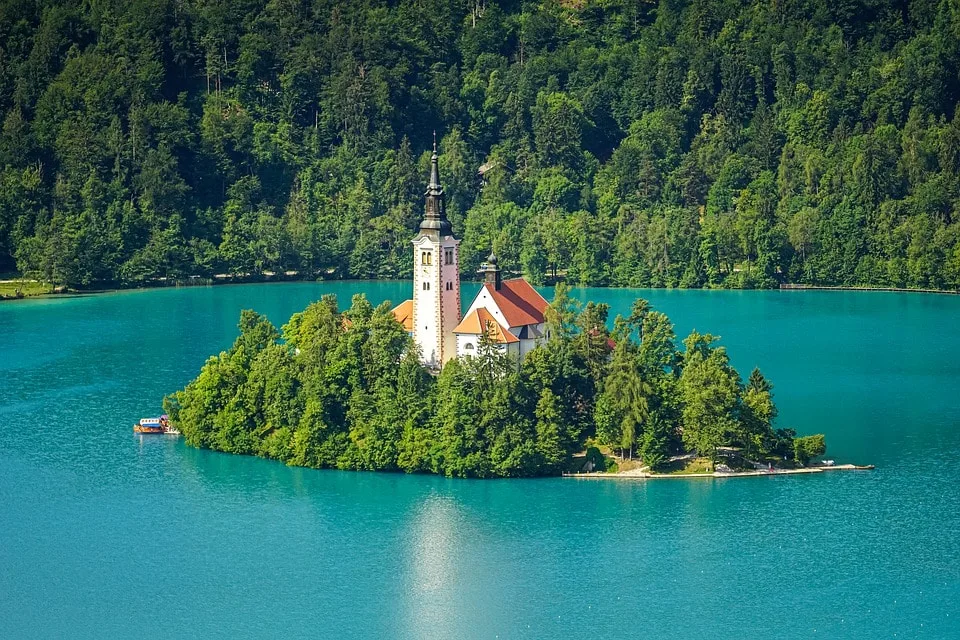 Picturesque view of Lake Bled in Slovenia