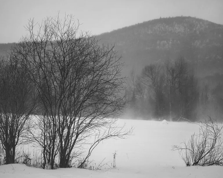 Hay Field in Central Vermont covered in Snow