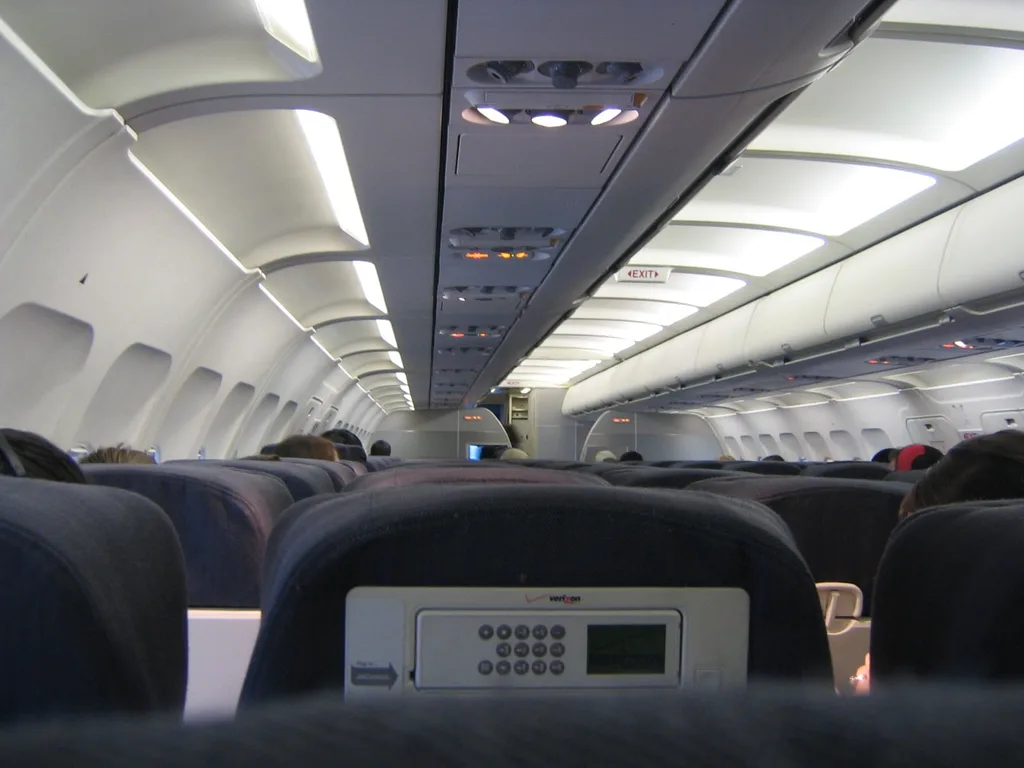 an inside view of airline seat in the middle