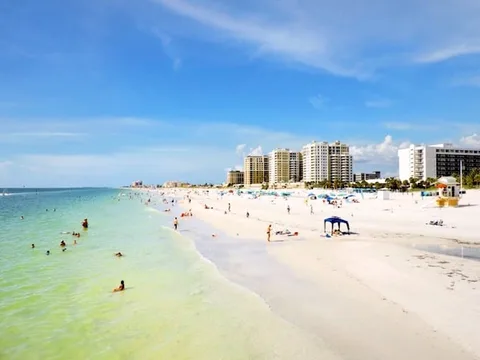 Bathers at Clearwater Beach in Florida