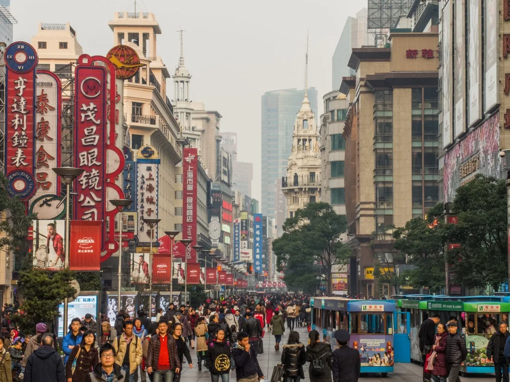 busy streets of shanghai during daylight
