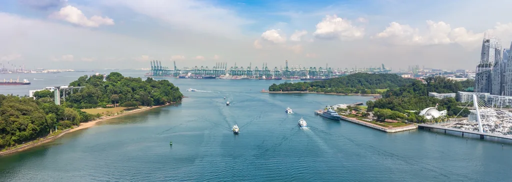Marina bay as seen from the observation deck during morning