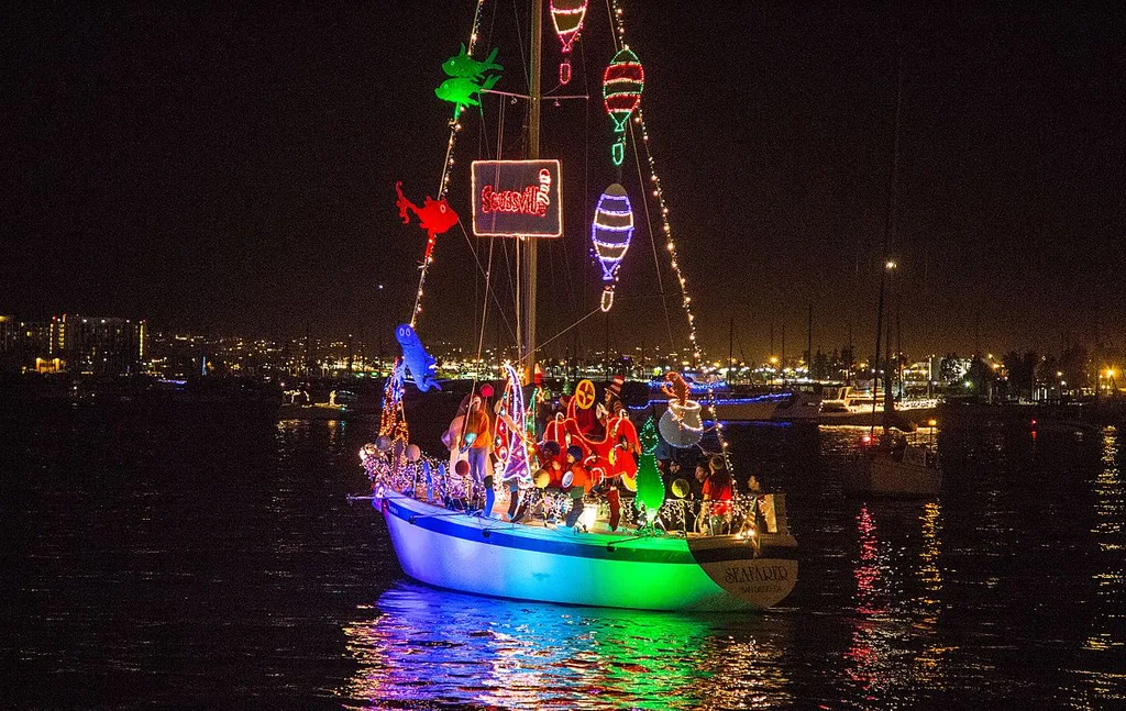 Christmas boat parade in San Diego