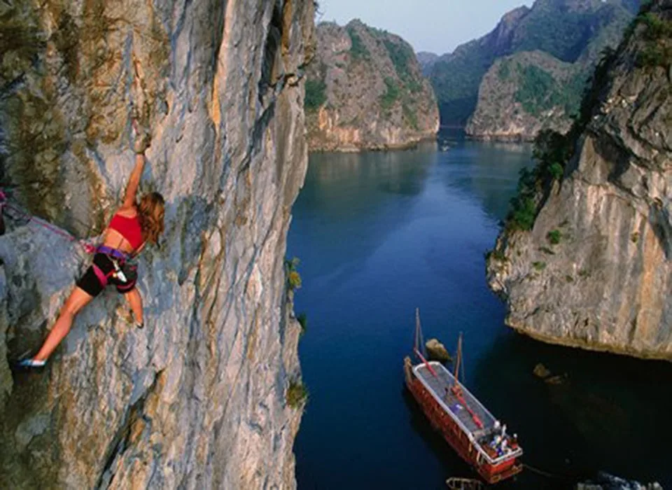 Rock Climbing in Southeast Asia at Halong Bay, Vietnam
