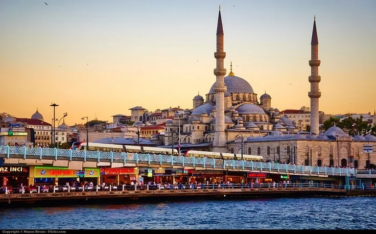A Mosque in Istanbul seen at sunset