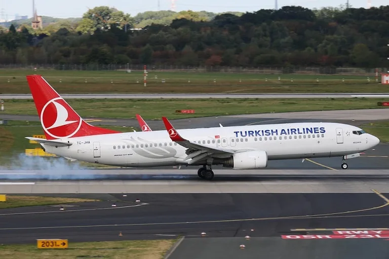 A Turkish Airlines plane taking off
