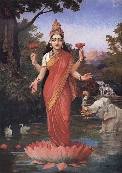 An Image of Goddess Lakshmi with Four Arms